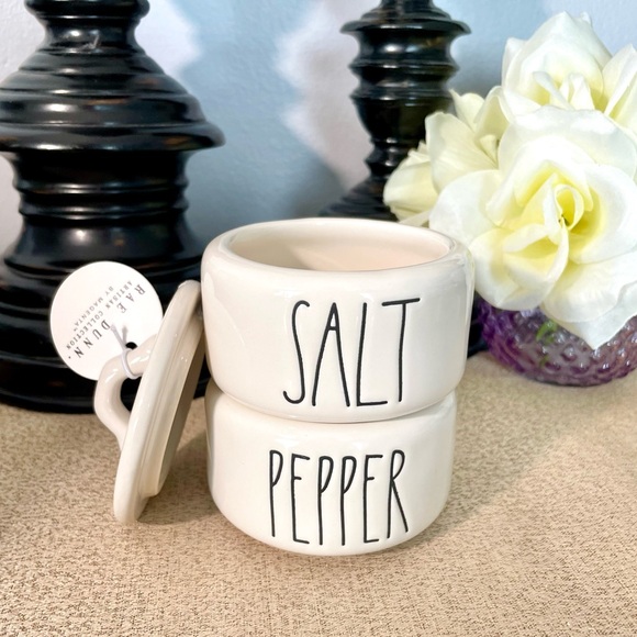 New Rae Dunn Ceramic Stackable SALT/PEPPER Cellars - Picture 3 of 4